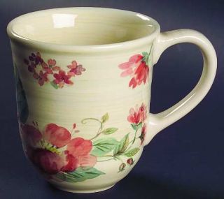 Pfaltzgraff Silk Rose Mug, Fine China Dinnerware   Roses,Floral On Cream,Scallop
