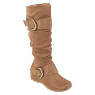 Journee Collection Womens Buckle Accent Mid calf Boots Camel  8.5