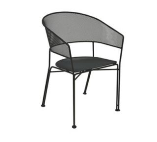 EmuAmericas Stacking Arm Chair, Extended Steel Mesh Seat & Back, Wrought Iron Frame, Black
