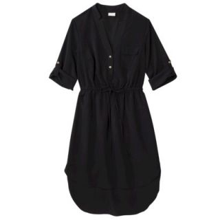 Merona Womens Drawstring Shirt Dress   Black   L