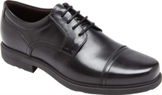 Mens Rockport Style Tip Cap Toe   Black Leather Lace Up Shoes