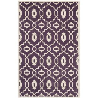 Safavieh Handmade Moroccan Chatham Purple/ Ivory Wool Rug (4 X 6)