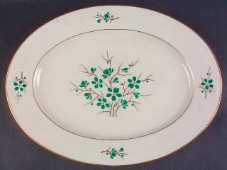 Castleton (USA) Jade 15 Oval Serving Platter, Fine China Dinnerware   Green Flo
