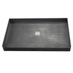 Tile Ready Double Curb Shower Pan (37 X 72 Center Pvc Drain) (BlackMaterials Molded Polyurethane with ribs underneath for extra strengthNumber of pieces One (1)Dimensions 37 inches long x 72 inches wide x 7 inches deep No assembly requiredFully integra