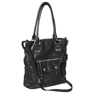 Mossimo Textured Tote Handbag with Crossbody Strap   Black