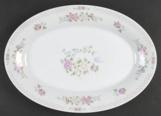 Crown Ming Bird Of Paradise 14 Oval Serving Platter, Fine China Dinnerware   Pi