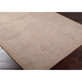 Hand crafted Solid Beige Geometric Manhattan Beige Wool Rug (5 X 8) (BeigePattern GeometricMeasures 0.625 inch thickTip We recommend the use of a non skid pad to keep the rug in place on smooth surfaces.All rug sizes are approximate. Due to the differen