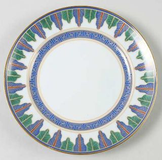 Mottahedeh Charleston Feather Salad/Dessert Plate, Fine China Dinnerware   Blue/