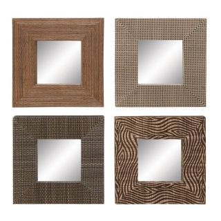 Aspire Home Accents Square Artsy Wood Mirror   Set of 4   16.5H x 16.5W in.