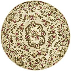 Handmade Classic Ivory Wool Floral Rug (8 Round)
