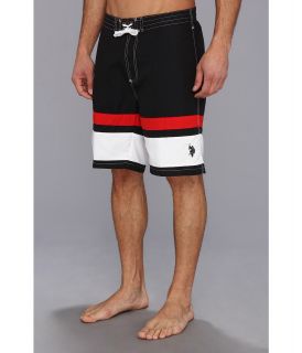 U.S. Polo Assn 9 Double Color Blocked Short Mens Swimwear (Black)