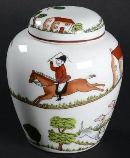 Crown Staffordshire Hunting Scene Small Ginger Jar & Lid, Fine China Dinnerware