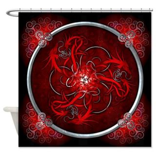  Red Triple Celtic Dragons Shower Curtain  Use code FREECART at Checkout