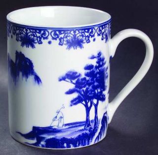 China(Made In China) Canton Blue Mug, Fine China Dinnerware   Blue Scrolls On Ri