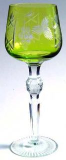 Unknown Crystal Unk2684 Green Hock Wine   Cut Grapes On Green Bowl,Cut Foot