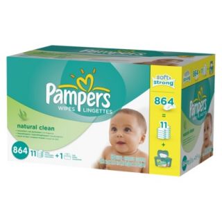 Pampers Natural Clean Baby Wipes   864 Count