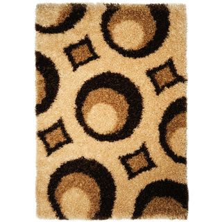 Brown Circle Design Shag Area Rug (33x47)