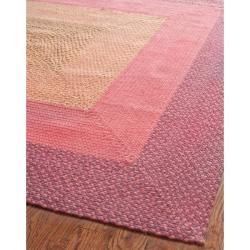 Hand woven Reversible Pink Braided Rug (6 Square)