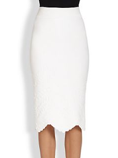 Alexander McQueen Embossed Knit Skirt   Optical White