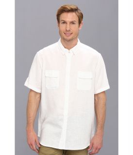 Elie Tahari Hayden Shirt   Linen Mens Short Sleeve Button Up (White)