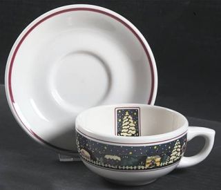 Oneida Holiday Harbor Oversized Cup & Saucer Set, Fine China Dinnerware   Christ