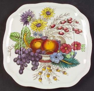 Spode Reynolds Square Luncheon Plate, Fine China Dinnerware   Fruits & Flowers I
