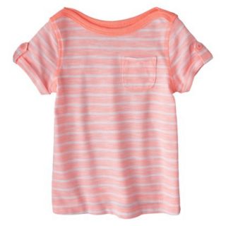 Cherokee Infant Toddler Girls Striped Short Sleeve Tee   Moxie Peach 5T