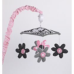 Cotton Tale Girly Mobile (Pink/black/whitePattern GirlyGender GirlFull fun flowers in black and pink, under a canopy Fully covered armWind up mobile plays Brahms LullabyMobiles are not toys and should be removed from crib when baby starts to sit up and 