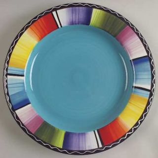Serape Dinner Plate, Fine China Dinnerware   Nancy Green, Multicolor Bands Rim