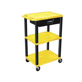 H. Wilson Tuffy 42H Utility Cart With Storage Drawer   24Wx18D Shelves   Yellow   Yellow