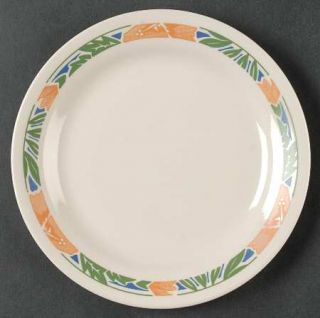 Corning Hibiscus Salad Plate, Fine China Dinnerware   Corelle,Blue Rim,Peach Flo