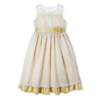 Rosenau Girls Lace Overlay Dressy Dress   6X Yellow