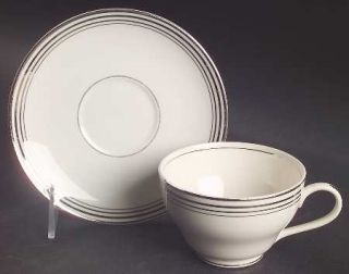 Pope Gosser Franklin Footed Cup & Saucer Set, Fine China Dinnerware   Ivory Back