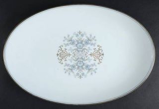 Noritake Mentone 14 Oval Serving Platter, Fine China Dinnerware   Blue Flowers