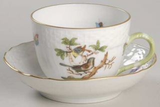 Herend Rothschild Bird (Ro) Flat Demitasse Cup & Saucer, Fine China Dinnerware  