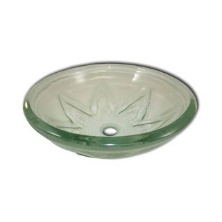 Flotera Star Flower Tempered Glass Vessel Sink (ClearSink type VesselMaterials Tempered glassDimensions 16.5 inches in diameter x 5.875 inches highDrain size 1.75 inches )