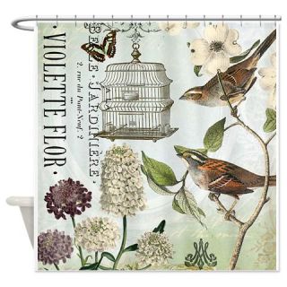  Modern vintage French birds and birdcage Shower Cu  Use code FREECART at Checkout