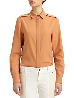 Button Front Blouse   Nude