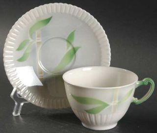 Syracuse Bamboo Flat Cup & Saucer Set, Fine China Dinnerware   Shelledge,Bamboo/