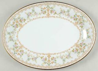 Noritake Long Ago 16 Oval Serving Platter, Fine China Dinnerware   Tan Scrolls,