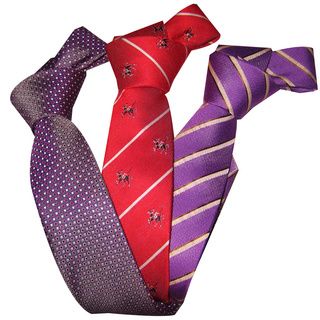 Dmitry Boys Italian Silk Patterned Ties (set Of 3) (Purple, red, purpleApproximate length 48 inchesApproximate width 2.25 inchesMaterials 100 percent silkMade in ItalyCare instructions Dry clean )