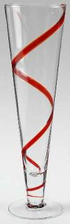 Pier 1 Swirline Red Pilsner Glass   Red Spiral Line On Clear Bowl