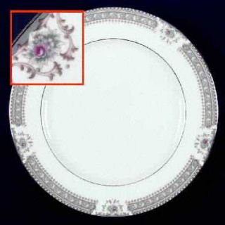 Mikasa Richelieu Dinner Plate, Fine China Dinnerware   Gray Band,White Scrolls,P