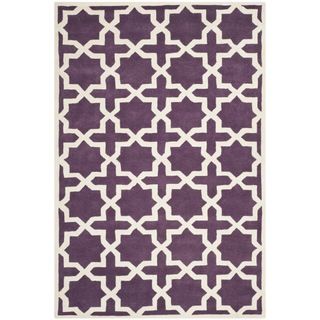 Handmade Moroccan Purple Wool Rug With Durable Backing (4 X 6)