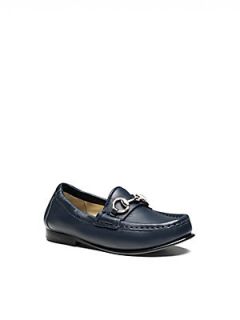 Gucci Toddlers Leather Horsebit Moccasin Drivers   Blue