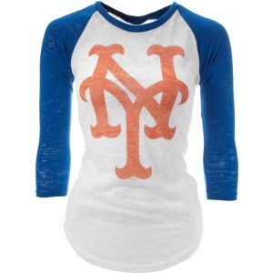 New York Mets GIII MLB Over The Top Raglan Burnout T Shirt