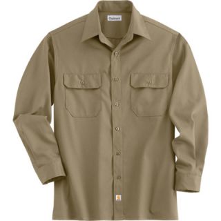 Carhartt Long Sleeve Twill Work Shirt   Khaki, 2XL Tall, Model# S224