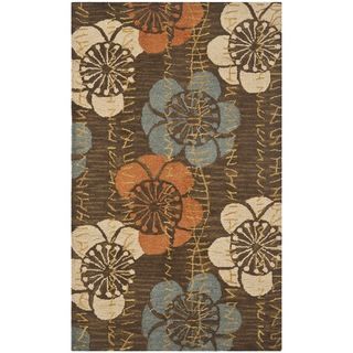 Handmade Blossom Brown Wool Rug (3 X 5)