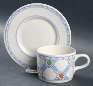 Pfaltzgraff Country Market Flat Cup & Saucer Set, Fine China Dinnerware   Multic