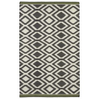 Flatweave Tribeca Grey Geo Wool Rug (9 X 12)